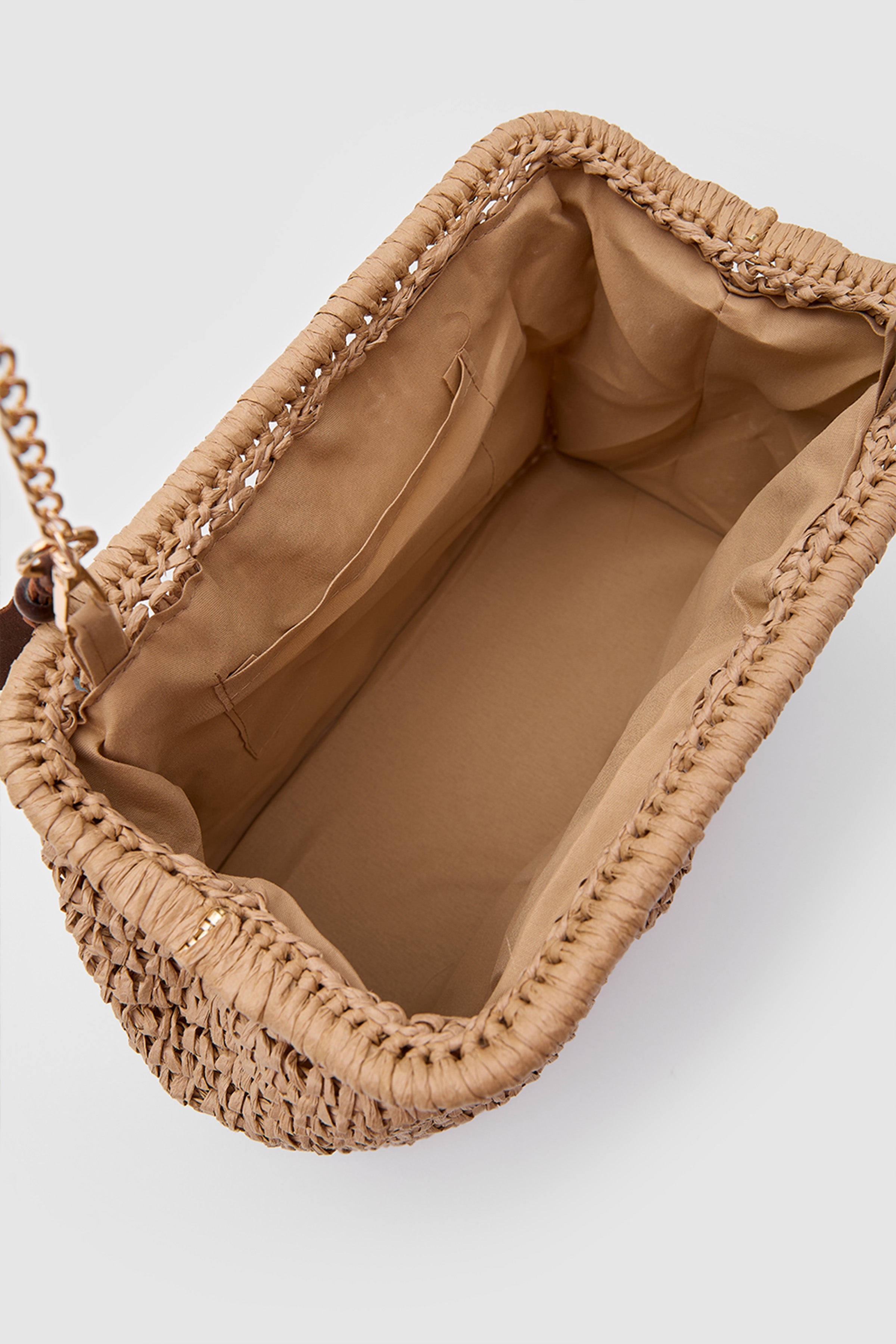 OGGO WİCKER Mono Pleat Clutch L