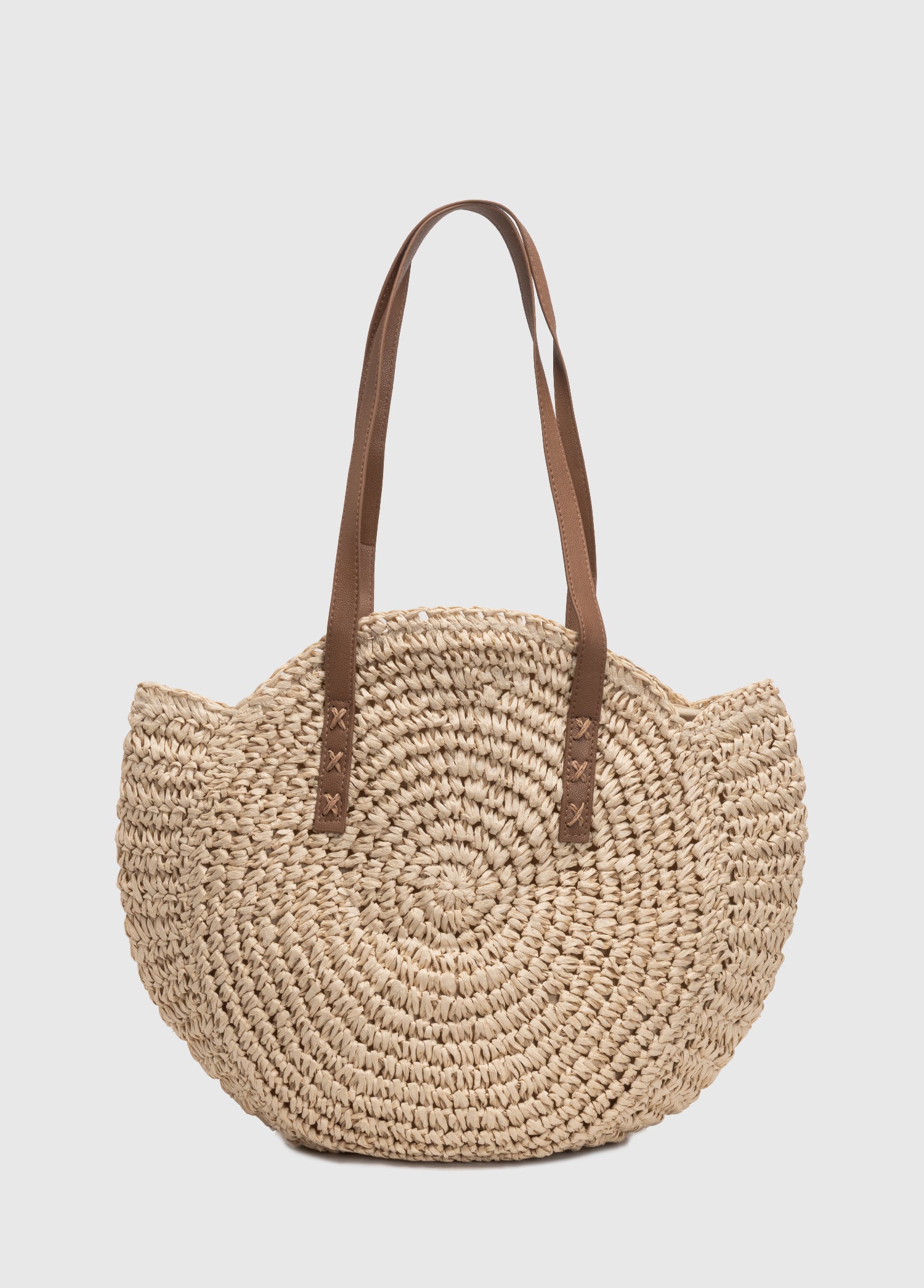 OGGO Hasır Omuz Çantası - Deri Saplı