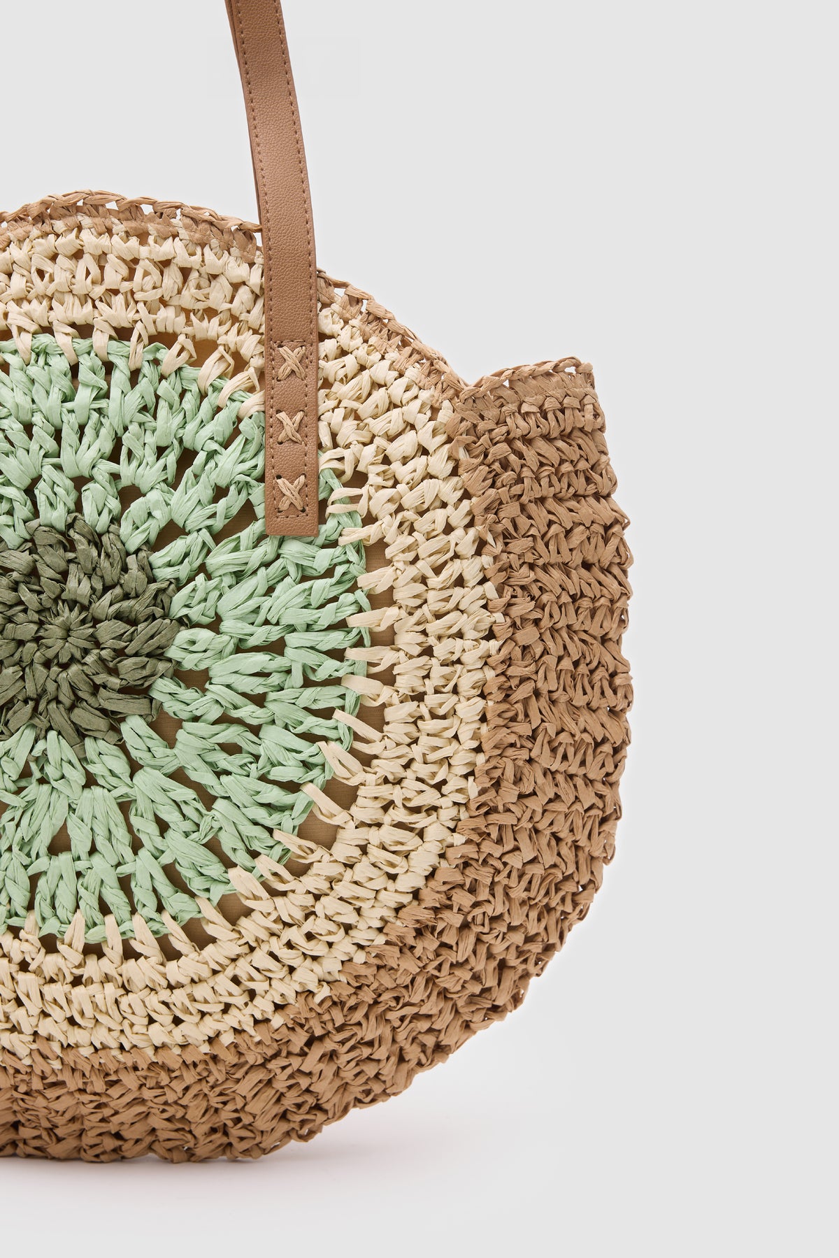 OGGO Hasır Omuz Çantası - Deri Saplı