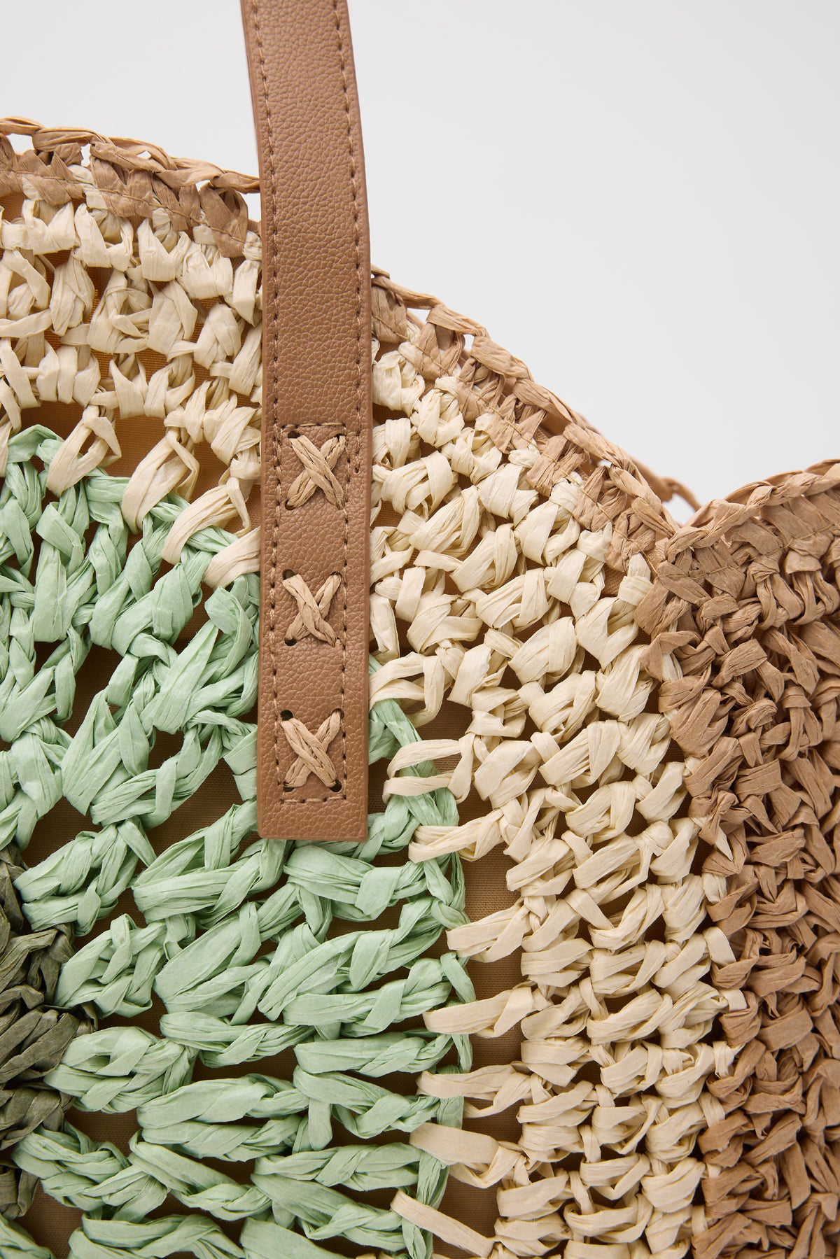 OGGO Hasır Omuz Çantası - Deri Saplı