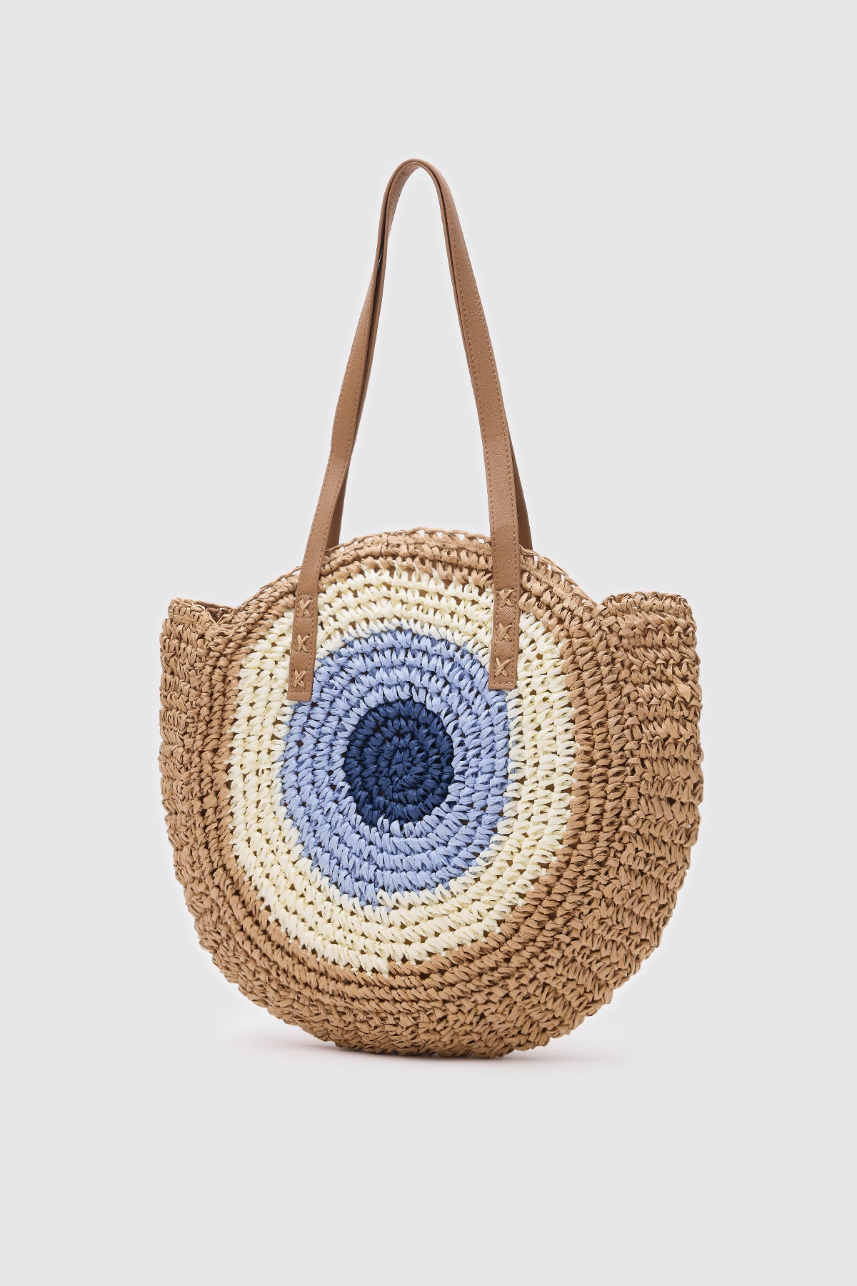 OGGO Hasır Omuz Çantası - Deri Saplı