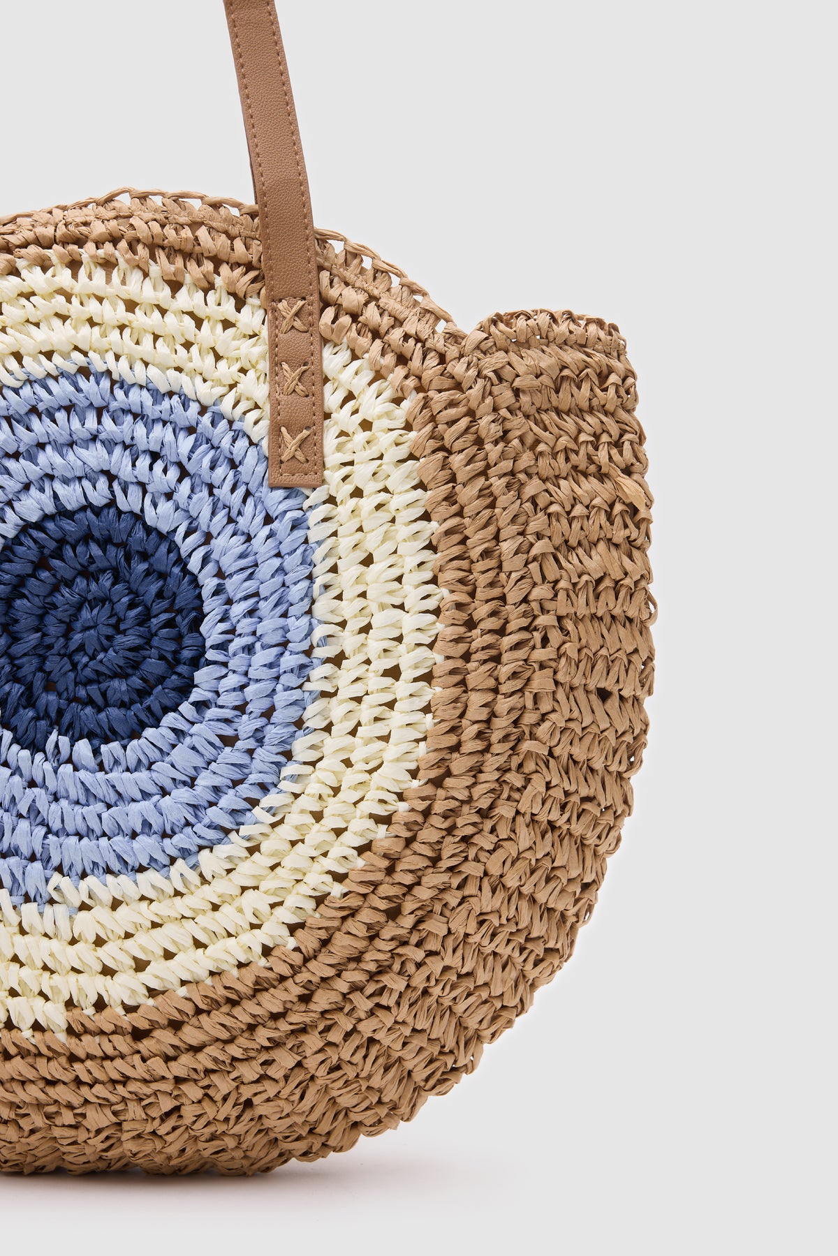 OGGO Hasır Omuz Çantası - Deri Saplı