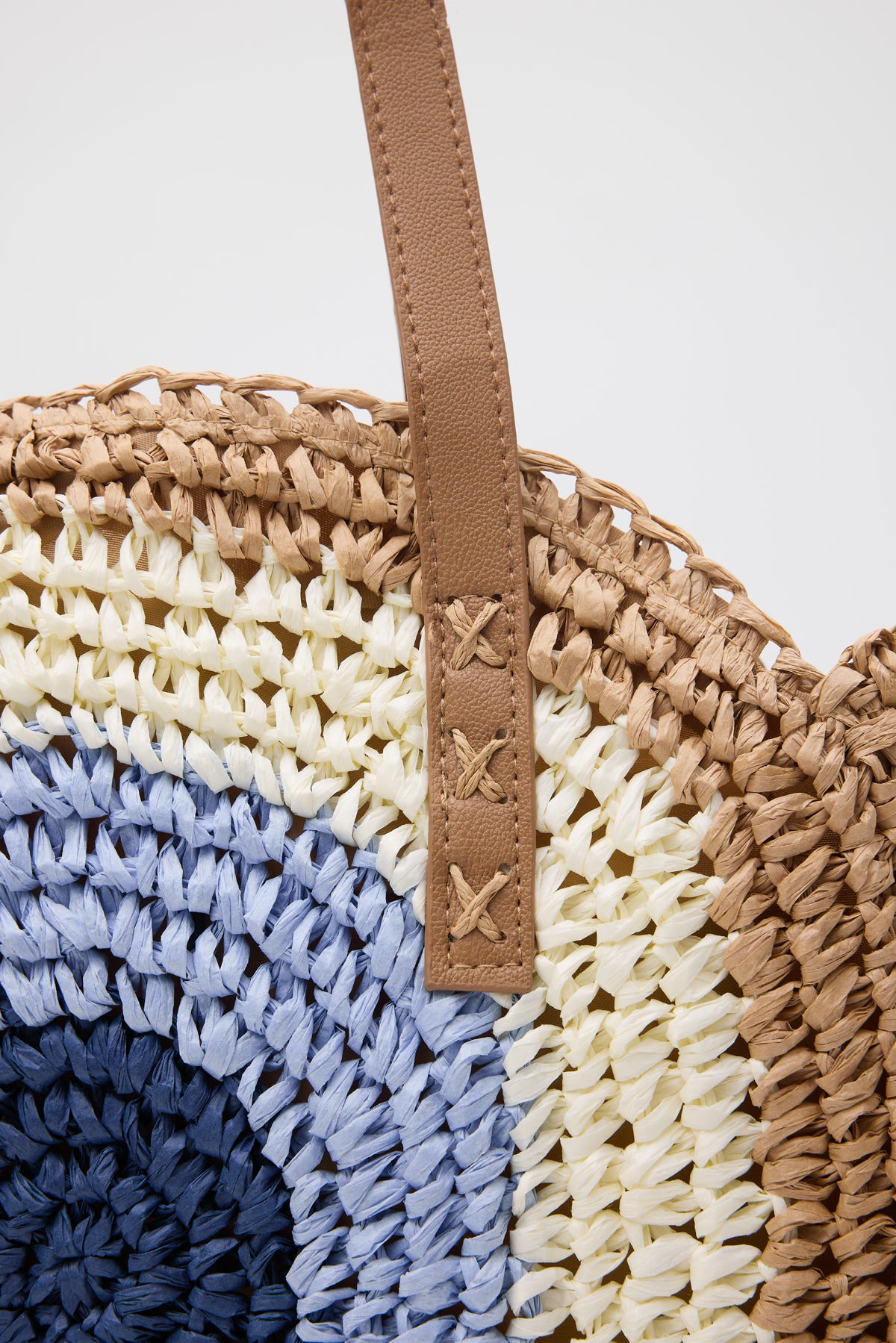 OGGO Hasır Omuz Çantası - Deri Saplı