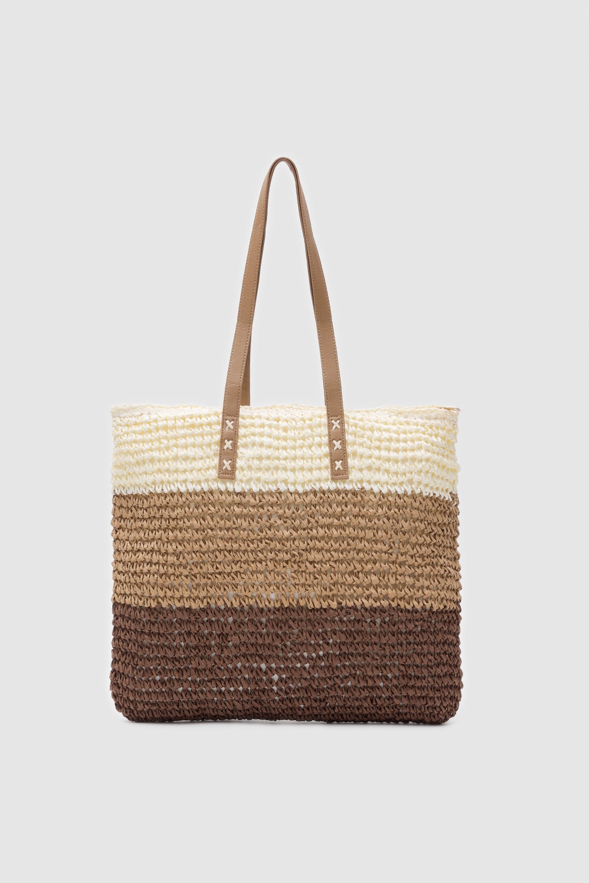 OGGO Hasır Omuz Çantası - Deri Saplı