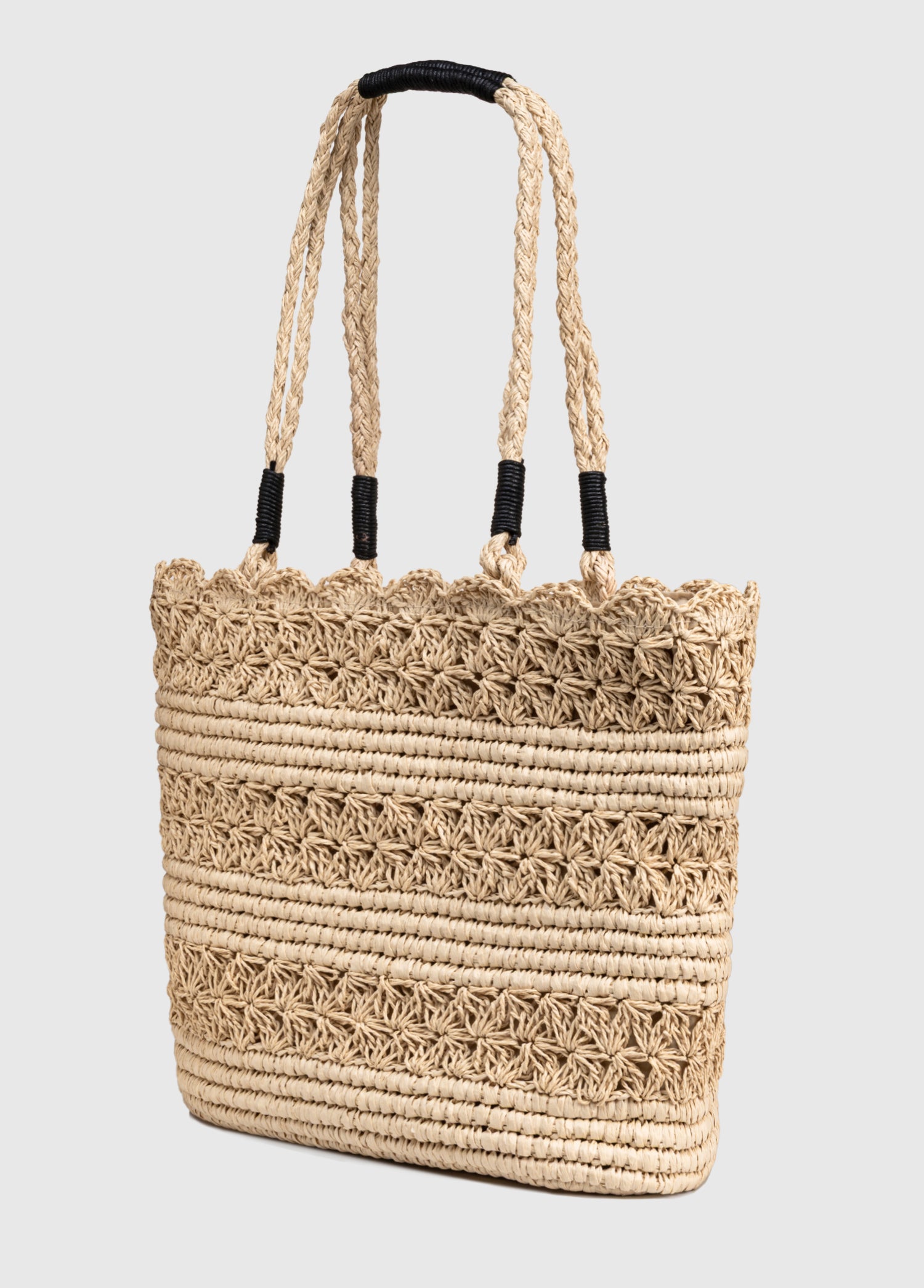 OGGO Örgü Saplı Hasır Omuz Çantası