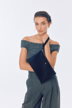 OGGO SUVEA SİYAH SÜET HAKİKİ DERİ Clutch