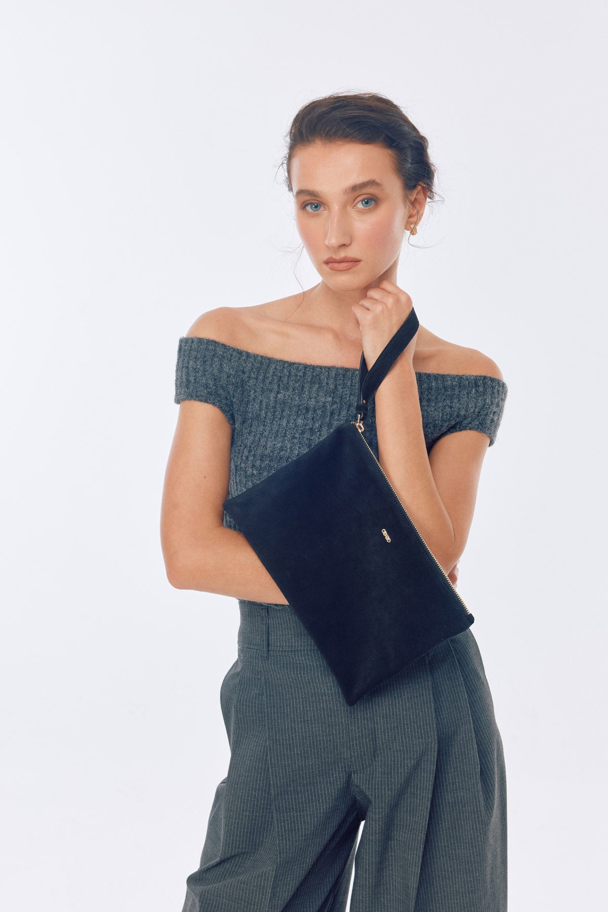 OGGO SUVEA SİYAH SÜET HAKİKİ DERİ Clutch