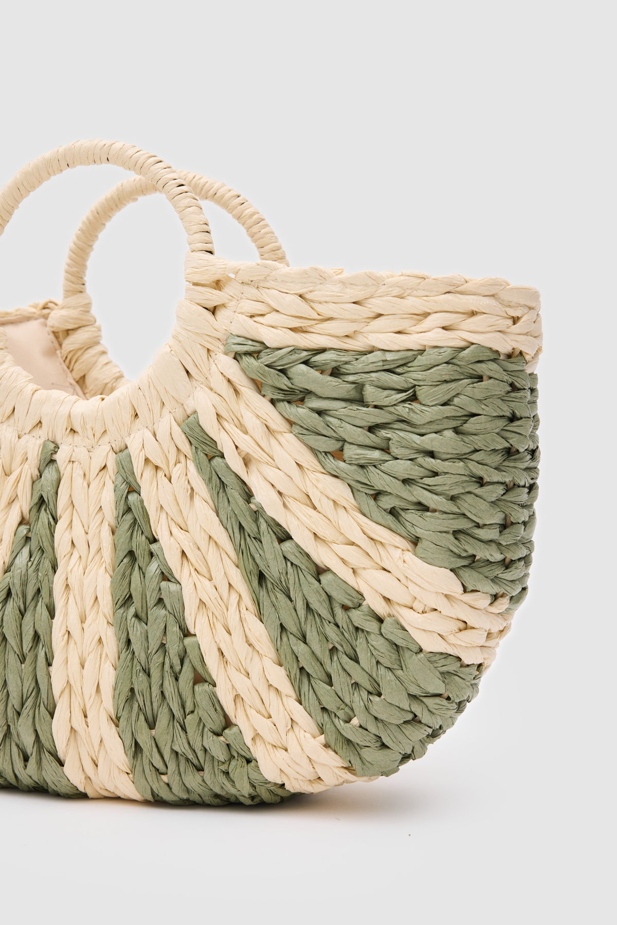 Oggo Büyük Boy Yeşil Hasır Örgü Saplı, El ve Çapraz Çanta